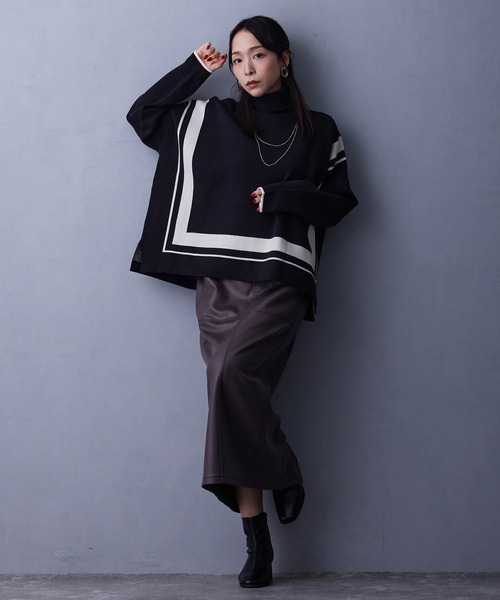 セール】ネックレス付きスクエアラインニット（ニット/セーター