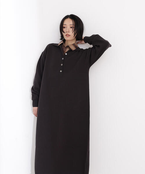 N.（N. Natural Beauty Basic）（エヌエヌナチュラルビューティーベーシック）の「スキッパーネックニットワンピース（ワンピース・レディース・チャコールグレー/オフホワイト/キャメル・MEDIUM）」の20枚目の写真