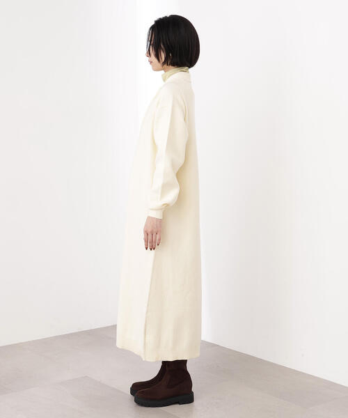 N.（N. Natural Beauty Basic）（エヌエヌナチュラルビューティーベーシック）の「スキッパーネックニットワンピース（ワンピース・レディース・チャコールグレー/オフホワイト/キャメル・MEDIUM）」の14枚目の写真