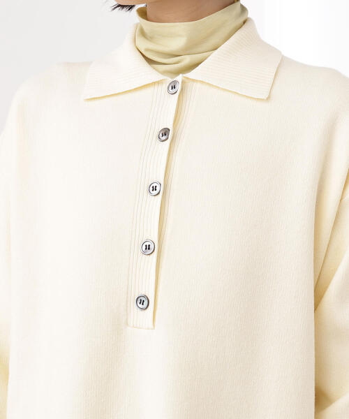 N.（N. Natural Beauty Basic）（エヌエヌナチュラルビューティーベーシック）の「スキッパーネックニットワンピース（ワンピース・レディース・チャコールグレー/オフホワイト/キャメル・MEDIUM）」の16枚目の写真