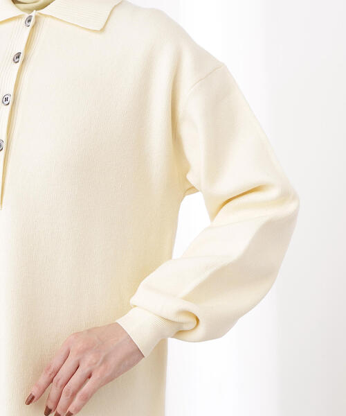 N.（N. Natural Beauty Basic）（エヌエヌナチュラルビューティーベーシック）の「スキッパーネックニットワンピース（ワンピース・レディース・チャコールグレー/オフホワイト/キャメル・MEDIUM）」の17枚目の写真