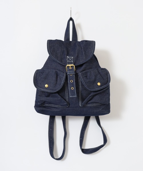 crossi(クロッシー)の「Crossi フラップ付ポケットデザイン デニムリュック(バックパック/リュック・レディース・ネイビー/ブルー・FREE)」の3枚目の写真