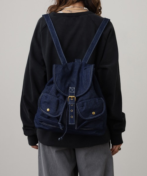 crossi(クロッシー)の「Crossi フラップ付ポケットデザイン デニムリュック(バックパック/リュック・レディース・ネイビー/ブルー・FREE)」の21枚目の写真