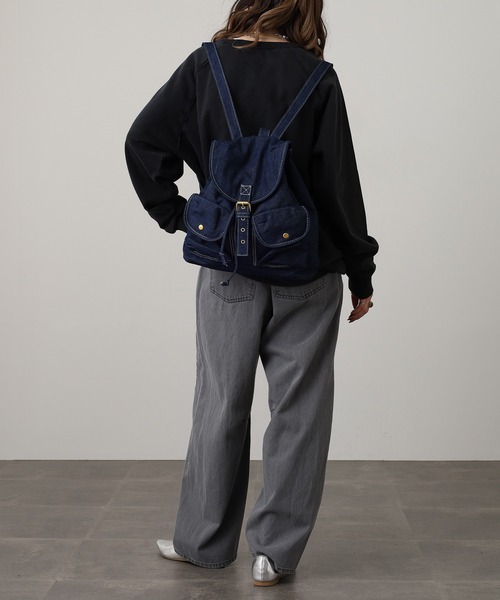 crossi(クロッシー)の「Crossi フラップ付ポケットデザイン デニムリュック(バックパック/リュック・レディース・ネイビー/ブルー・FREE)」の22枚目の写真