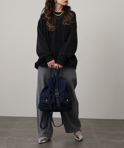 crossi(クロッシー)の「Crossi フラップ付ポケットデザイン デニムリュック(バックパック/リュック・レディース・ネイビー/ブルー・FREE)」の20枚目の写真