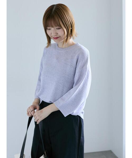 Lugnoncure(ルノンキュール)の「テープヤーンクルーネックニット(ニット/セーター・レディース・グレー/ブラック/パープル/ブラウン・F)」の4枚目の写真