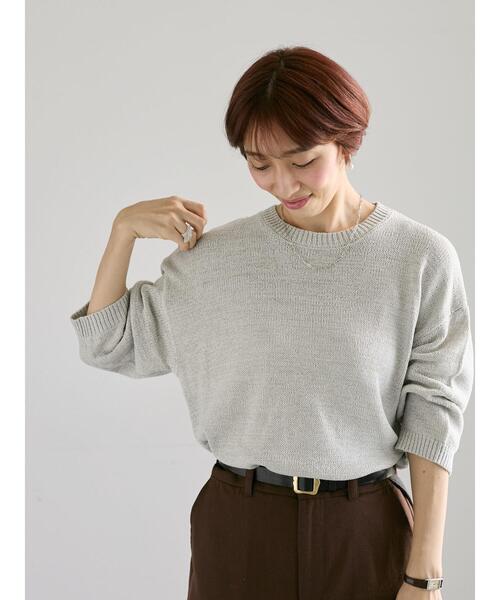 Lugnoncure(ルノンキュール)の「テープヤーンクルーネックニット(ニット/セーター・レディース・グレー/ブラック/パープル/ブラウン・F)」の2枚目の写真