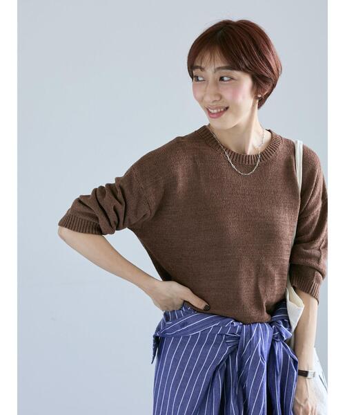 Lugnoncure(ルノンキュール)の「テープヤーンクルーネックニット(ニット/セーター・レディース・グレー/ブラック/パープル/ブラウン・F)」の7枚目の写真