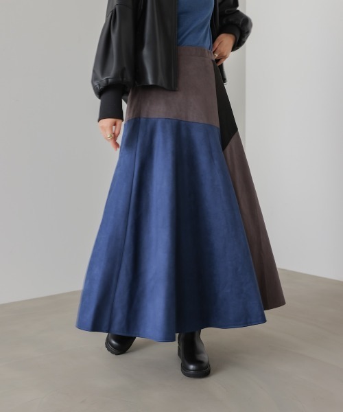 セール】バイカラーフェイクスウェードスカート（スカート）｜Bou