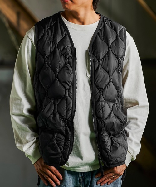 TAION ミリタリーVネックダブルジップダウンベスト TAION-001ALSZML-1