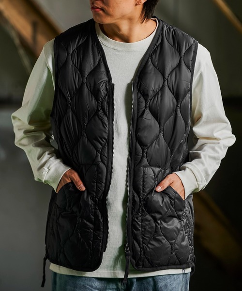 TAION OSHMAN'S キルティングベスト ブラック タイオン ダウンベスト