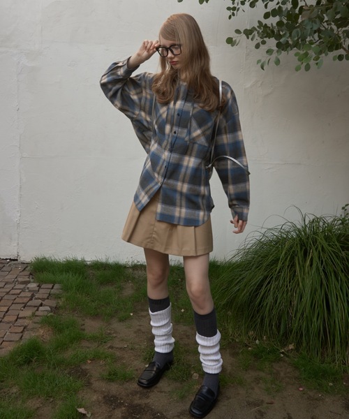 Birthday room（バースデイルーム）の「フードビッグチェックシャツ/hooded big check shirt（シャツ/ブラウス・レディース・ブルー/ブラック・FREE）」の14枚目の写真