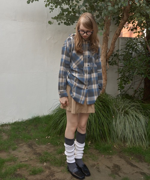 Birthday room（バースデイルーム）の「フードビッグチェックシャツ/hooded big check shirt（シャツ/ブラウス・レディース・ブルー/ブラック・FREE）」の13枚目の写真