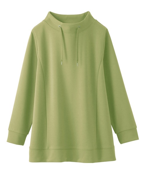 BELLUNA PLUS(ベルーナ)の「ワイドネックサイド切替プルオーバー(Tシャツ/カットソー・レディース・ネイビー/オレンジ/アイボリー/ワイン/サックスブルー/ライム・MEDIUM/X-LARGE/LARGE)」の3枚目の写真
