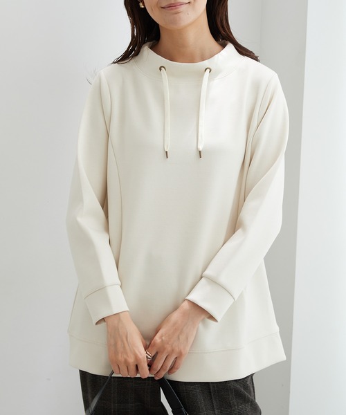 BELLUNA PLUS(ベルーナ)の「ワイドネックサイド切替プルオーバー(Tシャツ/カットソー・レディース・ネイビー/オレンジ/アイボリー/ワイン/サックスブルー/ライム・MEDIUM/X-LARGE/LARGE)」の9枚目の写真