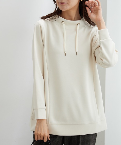 BELLUNA PLUS(ベルーナ)の「ワイドネックサイド切替プルオーバー(Tシャツ/カットソー・レディース・ネイビー/オレンジ/アイボリー/ワイン/サックスブルー/ライム・MEDIUM/X-LARGE/LARGE)」の7枚目の写真