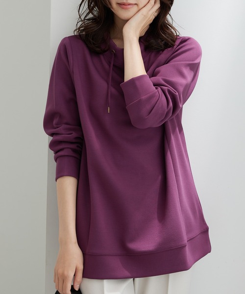 BELLUNA PLUS(ベルーナ)の「ワイドネックサイド切替プルオーバー(Tシャツ/カットソー・レディース・ネイビー/オレンジ/アイボリー/ワイン/サックスブルー/ライム・MEDIUM/X-LARGE/LARGE)」の20枚目の写真