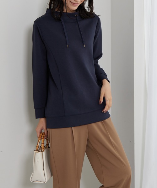 BELLUNA PLUS(ベルーナ)の「ワイドネックサイド切替プルオーバー(Tシャツ/カットソー・レディース・ネイビー/オレンジ/アイボリー/ワイン/サックスブルー/ライム・MEDIUM/X-LARGE/LARGE)」の16枚目の写真