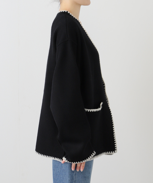 スローブイエナ ブランケットステッチニットジャケット ブランケットステッチニットジャケット（その他アウター）｜SLOBE IENA