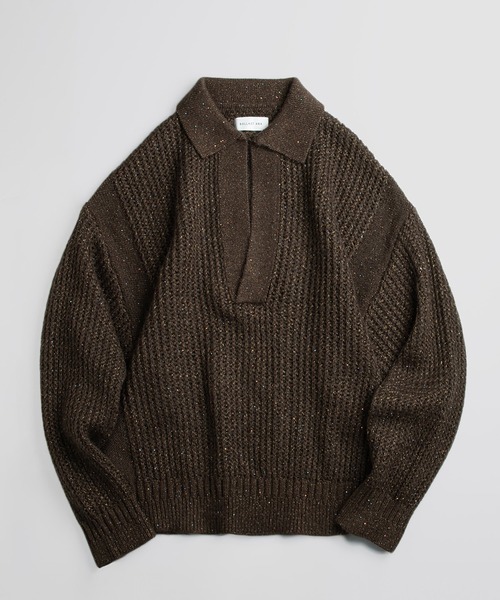 BALLAST ARK（バラストアーク）の「BALLAST ARK / バラストアーク：Sequined Glow Skipper Knit：BA12-KN01[AST]（ニット/セーター・メンズ・グレー/ブラック/ブラウン・M/L）」の3枚目の写真