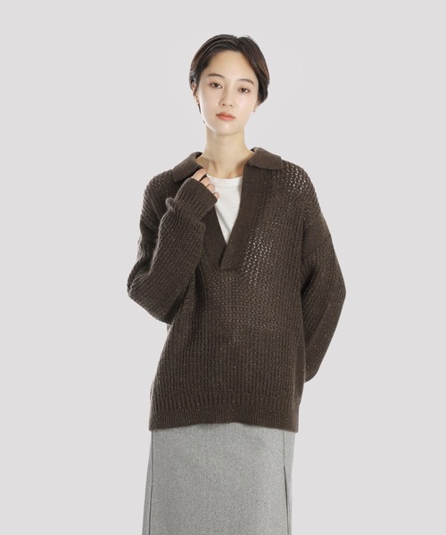 BALLAST ARK（バラストアーク）の「BALLAST ARK / バラストアーク：Sequined Glow Skipper Knit：BA12-KN01[AST]（ニット/セーター・メンズ・グレー/ブラック/ブラウン・M/L）」の10枚目の写真