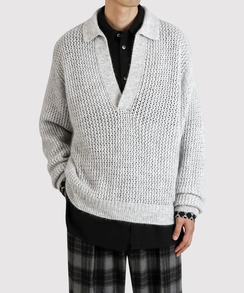 BALLAST ARK（バラストアーク）の「BALLAST ARK / バラストアーク：Sequined Glow Skipper Knit：BA12-KN01[AST]（ニット/セーター・メンズ・グレー/ブラック/ブラウン・M/L）」の18枚目の写真