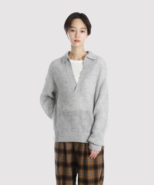 BALLAST ARK（バラストアーク）の「BALLAST ARK / バラストアーク：Sequined Glow Skipper Knit：BA12-KN01[AST]（ニット/セーター・メンズ・グレー/ブラック/ブラウン・M/L）」の22枚目の写真