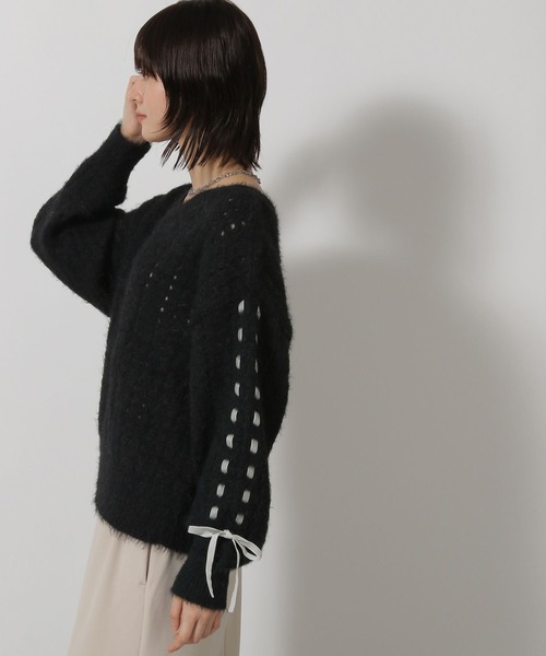 LAKOLE（ラコレ）の「2WAYシャギーニットプルオーバー / 598885（ニット/セーター・レディース・アイボリー/グレイッシュベージュ/ブラック・FREE）」の22枚目の写真