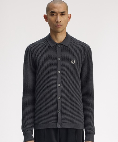 FRED PERRY(フレッドペリー)の「Pointelle Button Through Cardigan/ポインテールボタンスルーカーディガン(ニット/セーター・メンズ・グレー・L/M)」の3枚目の写真