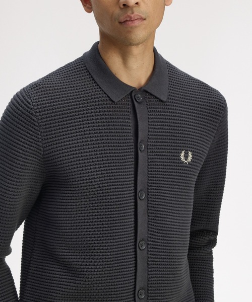 FRED PERRY(フレッドペリー)の「Pointelle Button Through Cardigan/ポインテールボタンスルーカーディガン(ニット/セーター・メンズ・グレー・L/M)」の7枚目の写真
