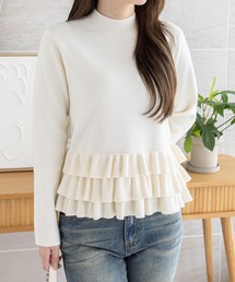 CLEAR BASIC | 裾フリルニットトップス[オフィスカジュアル 着回し抜群 大人 フェミニン]≪AW新作≫(ニット/セーター)