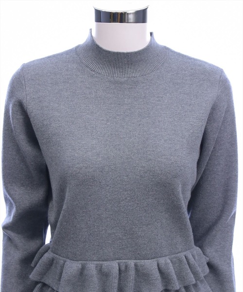 セール】裾フリルニットトップス[オフィスカジュアル 着回し抜群 大人