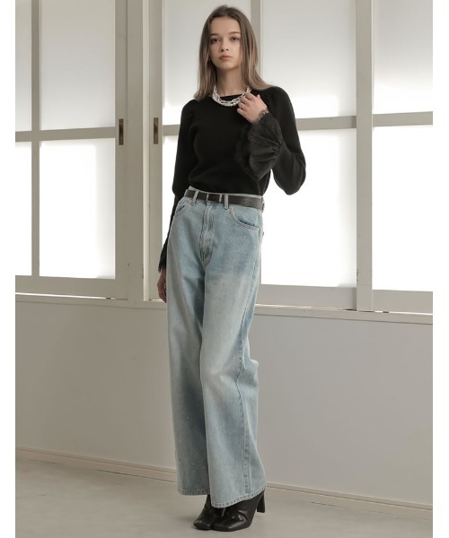 MEISM（ミズム）の「[MEISM by Re:EDIT][2025AW COLLECTION]リバーレースフリルボートネックニット（ニット/セーター・レディース・ホワイト/ブラック・MEDIUM/LARGE）」の8枚目の写真