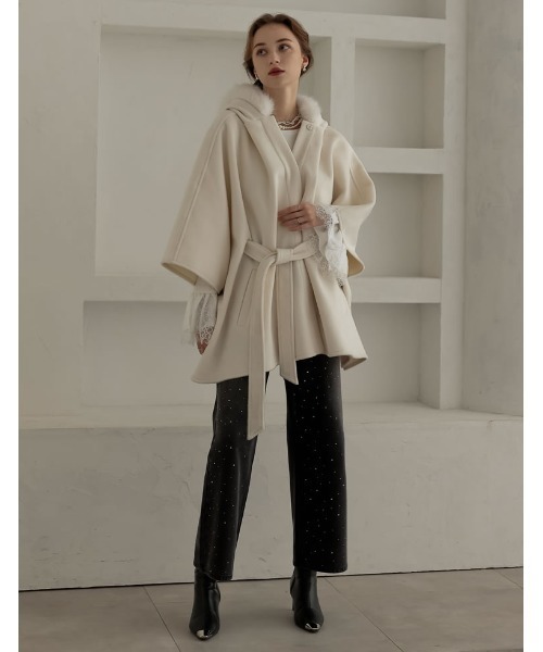 MEISM（ミズム）の「[MEISM by Re:EDIT][2025AW COLLECTION]リバーレースフリルボートネックニット（ニット/セーター・レディース・ホワイト/ブラック・MEDIUM/LARGE）」の17枚目の写真