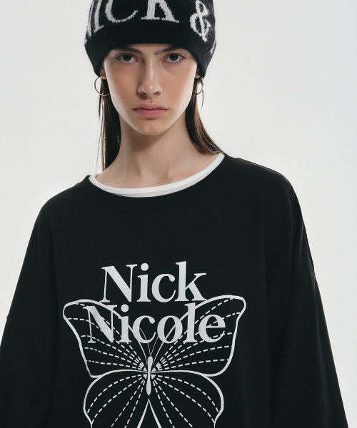 NICK&NICOLE(ニックアンドニコール)の「BUTTERFLY SIGNATURE LS TOP_BLACK WHITE(Tシャツ/カットソー・レディース・その他・FREE)」の2枚目の写真