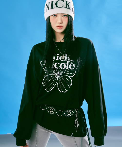 NICK&NICOLE(ニックアンドニコール)の「BUTTERFLY SIGNATURE LS TOP_BLACK WHITE(Tシャツ/カットソー・レディース・その他・FREE)」の4枚目の写真