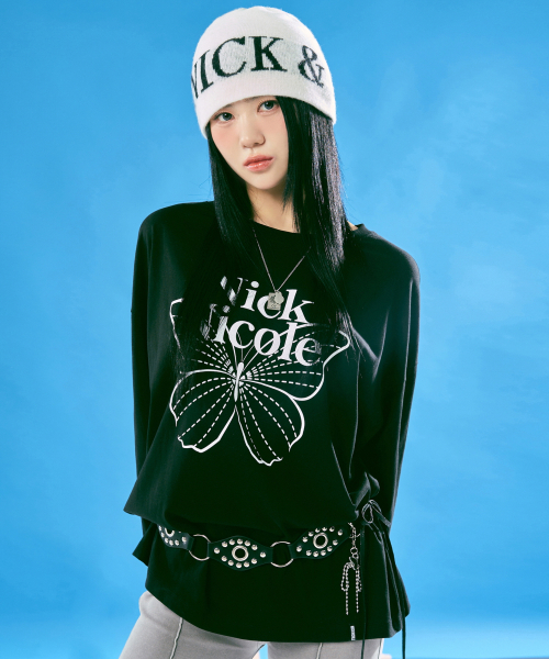 NICK&NICOLE(ニックアンドニコール)の「BUTTERFLY SIGNATURE LS TOP_BLACK WHITE(Tシャツ/カットソー・レディース・その他・FREE)」の5枚目の写真