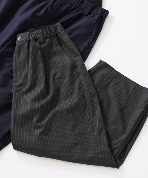 TR モダン ツイル ワイド スラックス / ストライプ / 無地（スラックス