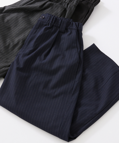 TR モダン ツイル ワイド スラックス / ストライプ / 無地（スラックス