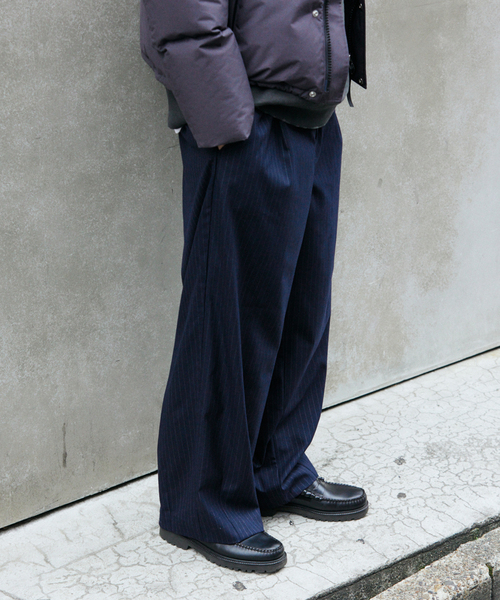 TR モダン ツイル ワイド スラックス / ストライプ / 無地（スラックス