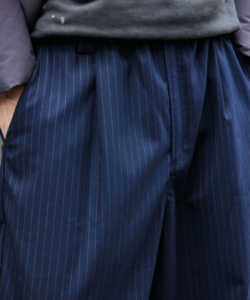 TR モダン ツイル ワイド スラックス / ストライプ / 無地（スラックス