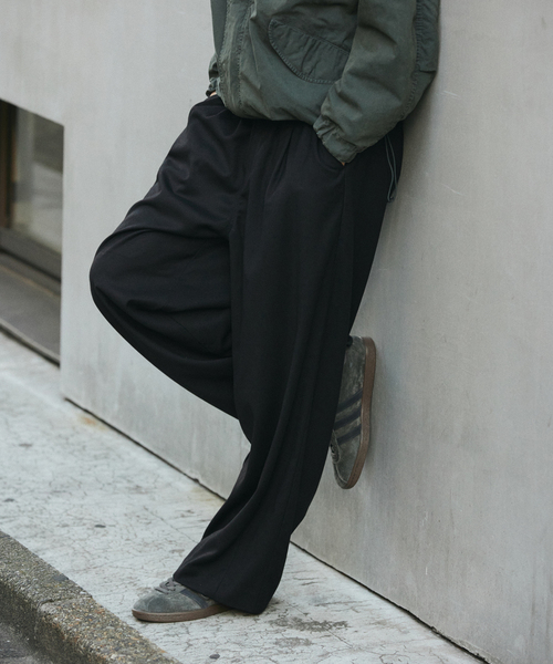 TR モダン ツイル ワイド スラックス / ストライプ / 無地（スラックス