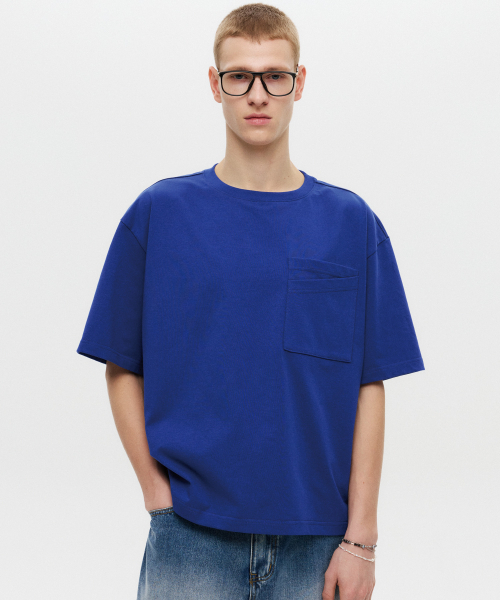 DNSR（ディーエヌエスアール）の「シルケットクロップポケットハーフスリーブブルー（Tシャツ/カットソー・メンズ・その他・MEDIUM/X-LARGE/LARGE）」の2枚目の写真