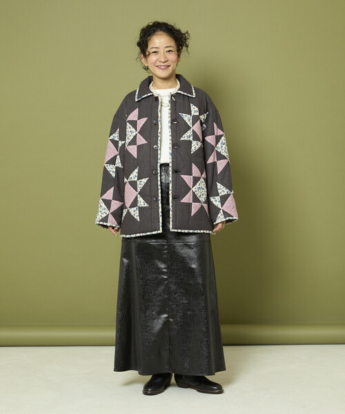 Freada（フリーダ）の「Freada/フリーダ インド 星柄 キルティング 中綿ジャケット（その他アウター・レディース・ホワイト/ブラック・ONE SIZE）」の17枚目の写真