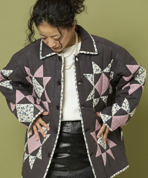 セール】Freada/フリーダ インド 星柄 キルティング 中綿ジャケット