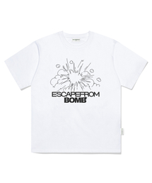 ラインバムプリントオーバーサイズ半袖Tシャツホワイト