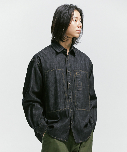 FRIZMWORKS(フリズムワークス)の「DENIM CARPENTER POCKET WORK SHIRT _ BLACK(シャツ/ブラウス・メンズ・その他・SMALL/MEDIUM/LARGE/X-LARGE)」の1枚目の写真