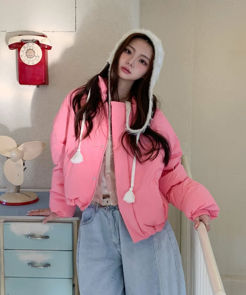 YOUHEE(ユヒ)の「SORBET PUFFER PINK(ダウンジャケット/コート・レディース・その他・FREE)」の2枚目の写真