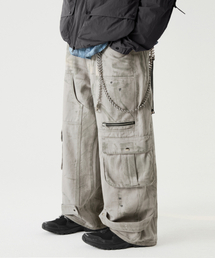 TRILLION（トリリオン）の「Dirty Paint Carpenter Cargo Denim Pants [Light Grey]（デニムパンツ・レディース）」