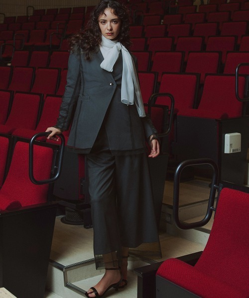 Callarus（カラルス）の「【お呼ばれ・よそいき・結婚式・パーティー・オケージョンドレス】＜単品＞チュールレイヤードデザインワイドパンツ〔Callarus〕（その他パンツ・レディース・ブラウン/チャコール/ブラック系その他・LL/L/M/3L）」の10枚目の写真